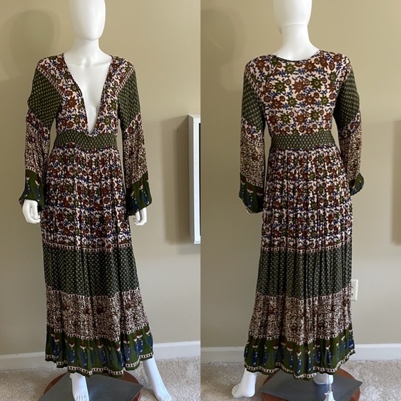 Raga Floral Plunging Neckline Maxi Medium Dress P/30/A1344 - Picture 3 of 10